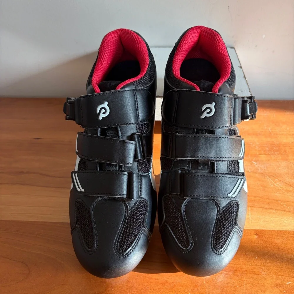 Peloton Cycling Shoes Black Red Indoor Bike Shoes with Cleats Size 38 Mens 5 W 7
